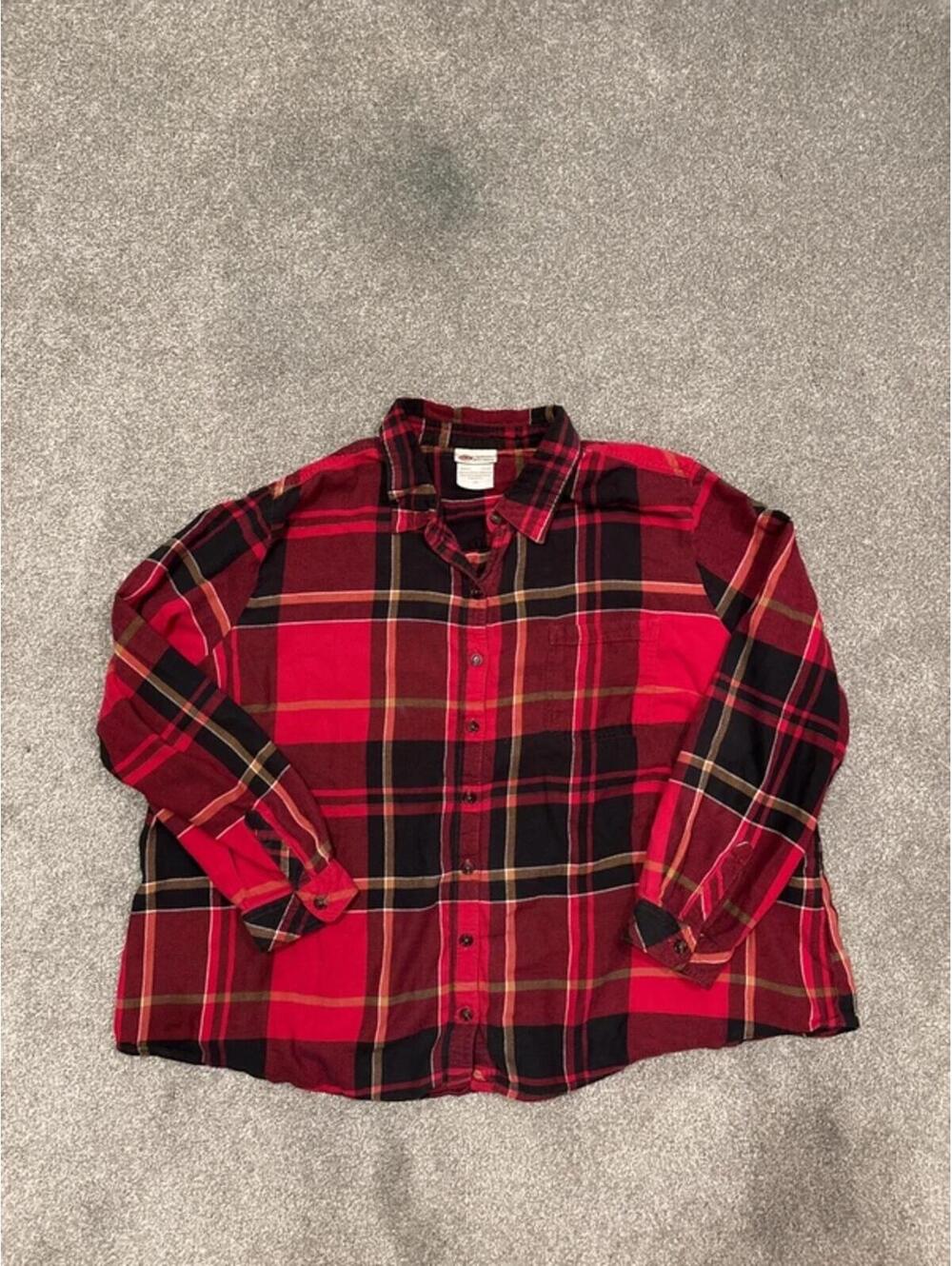 Plus size Dickies Red Button Up Flannel
